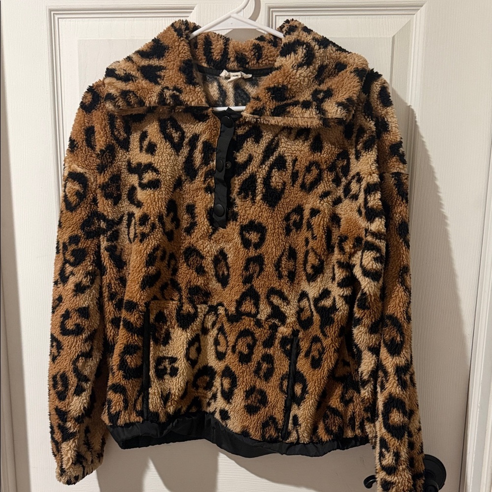 Leopard Print Fleece Sweater